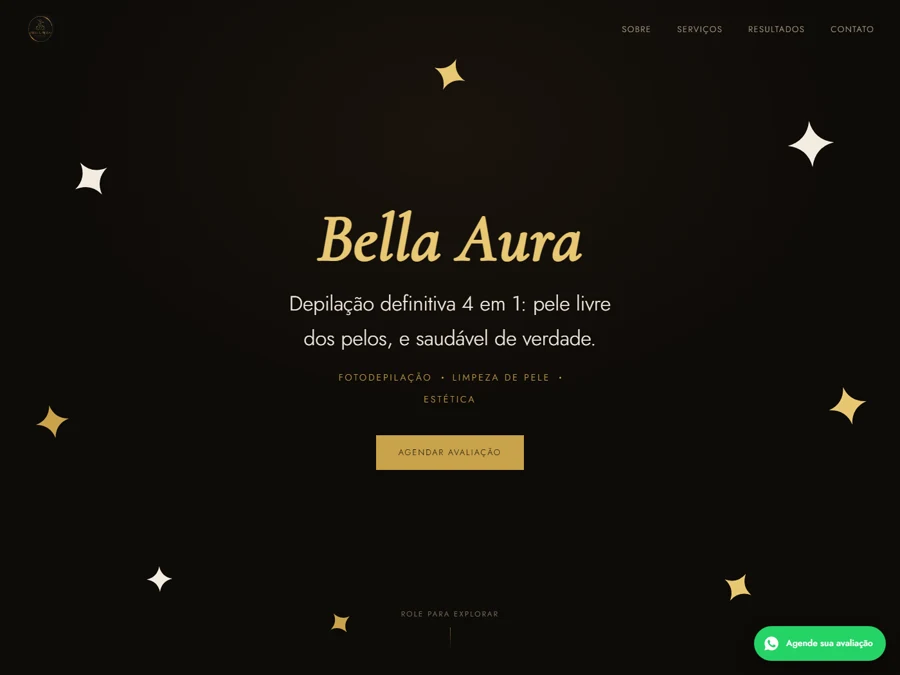 Site da Bella Aura, instituto de estética